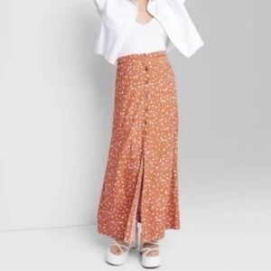 Wild Fable Burnt Orange Floral Maxi Skirt